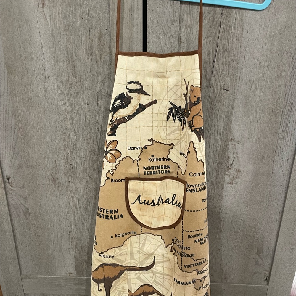 Australia Map Apron with Brown Accents